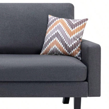 Bahamas 70 Dark Gray Linen Sofa with 2 Throw Pillows