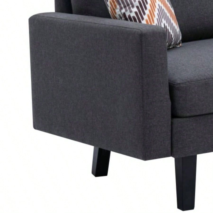 Bahamas 70 Dark Gray Linen Sofa with 2 Throw Pillows
