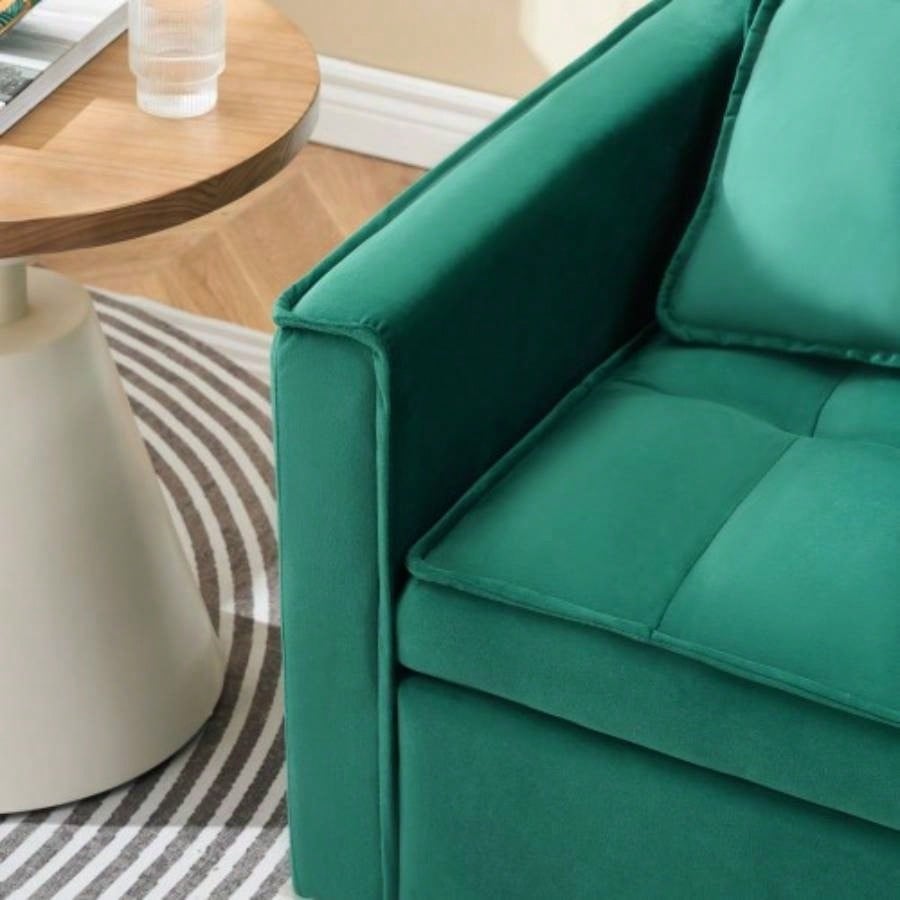 55 green velvet sofa, elegant with convenient pockets, clever interpretation of three - in - one conversion art