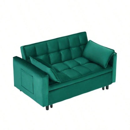 55 green velvet sofa, elegant with convenient pockets, clever interpretation of three - in - one conversion art