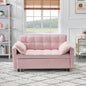 Modern velvet sofa, sofa pull - out bed, small love casual sofa with back, with pillow, pockets, living room furniture, 3 in 1 convertible sleep sofa bed.
