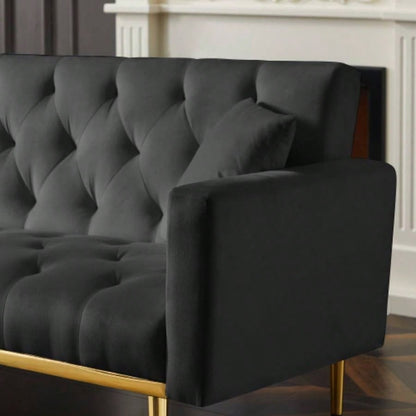 BLACK Convertible Folding Futon Sofa Bed, Sleeper Sofa Couch Compact Living Space.