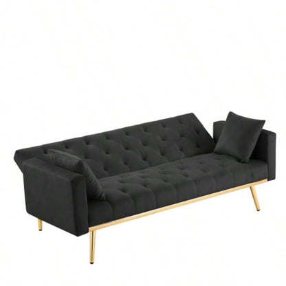 BLACK Convertible Folding Futon Sofa Bed, Sleeper Sofa Couch Compact Living Space.