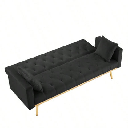 BLACK Convertible Folding Futon Sofa Bed, Sleeper Sofa Couch Compact Living Space.