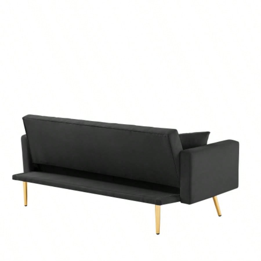 BLACK Convertible Folding Futon Sofa Bed, Sleeper Sofa Couch Compact Living Space.