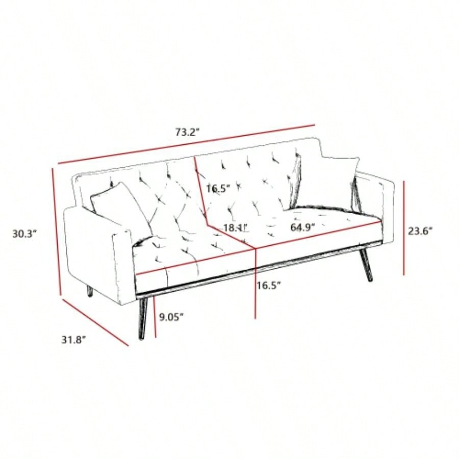 BLACK Convertible Folding Futon Sofa Bed, Sleeper Sofa Couch Compact Living Space.