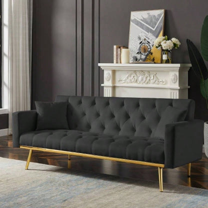 BLACK Convertible Folding Futon Sofa Bed, Sleeper Sofa Couch Compact Living Space.