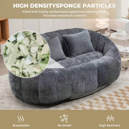 Bean Bag sofa Lazy Sofa Durable Comfort Lounger High Back Bean Bag Chair Couch Adults and Kids, Indoor Outdoor, Accent Floor Soft Lounge Chair Gray chenille