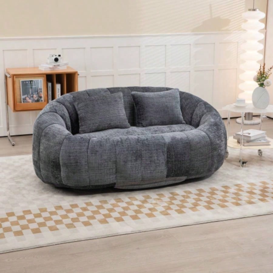 Bean Bag sofa Lazy Sofa Durable Comfort Lounger High Back Bean Bag Chair Couch Adults and Kids, Indoor Outdoor, Accent Floor Soft Lounge Chair Gray chenille