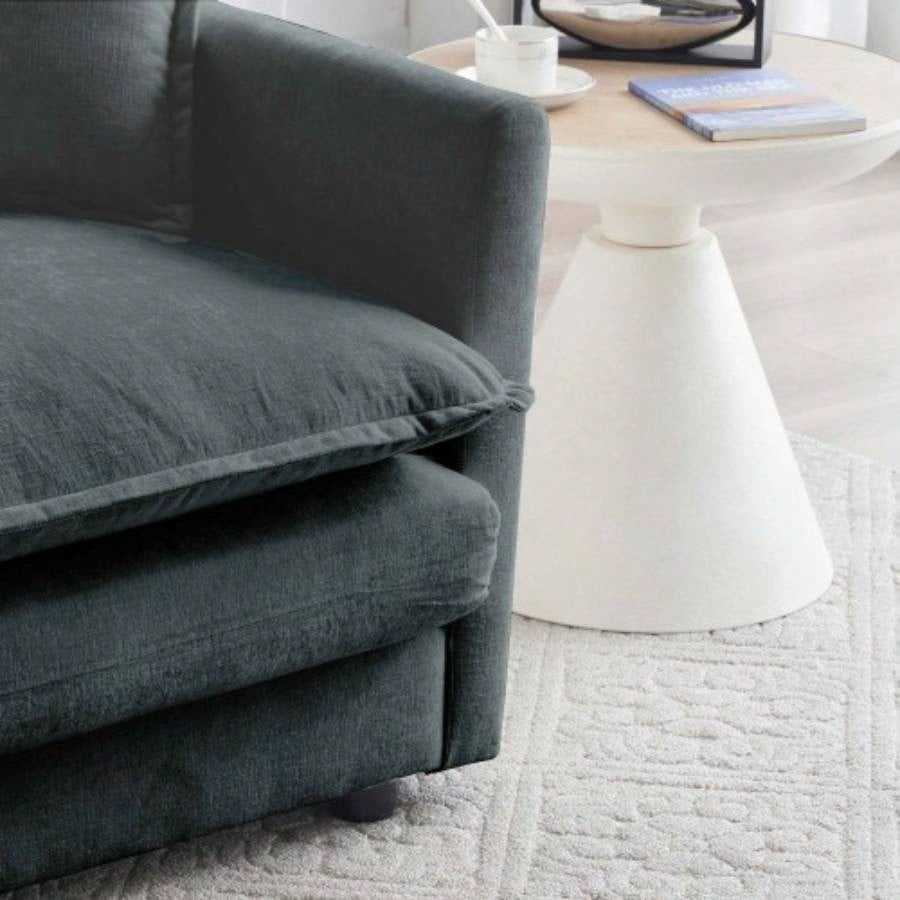 Comfy Deep Single Sofa Upholstered Reading Armchair Living Room Chair Gray Chenille Fabric, 1 Toss Pillow