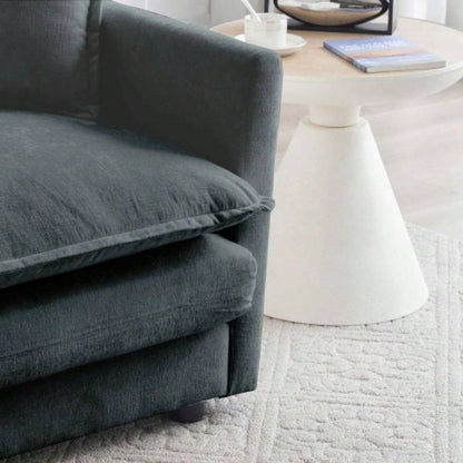 Comfy Deep Single Sofa Upholstered Reading Armchair Living Room Chair Gray Chenille Fabric, 1 Toss Pillow