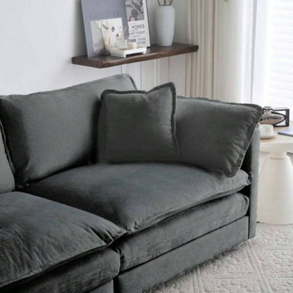 Comfy Deep Single Sofa Upholstered Reading Armchair Living Room Chair Gray Chenille Fabric, 1 Toss Pillow