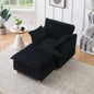 This single - corduroy sofa comes with an ottoman and throw pillows. Its sitting or lying down comfortably in living room, on balcony, or in study.