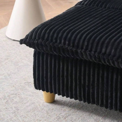 This single - corduroy sofa comes with an ottoman and throw pillows. Its sitting or lying down comfortably in living room, on balcony, or in study.