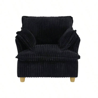 This single - corduroy sofa comes with an ottoman and throw pillows. Its sitting or lying down comfortably in living room, on balcony, or in study.