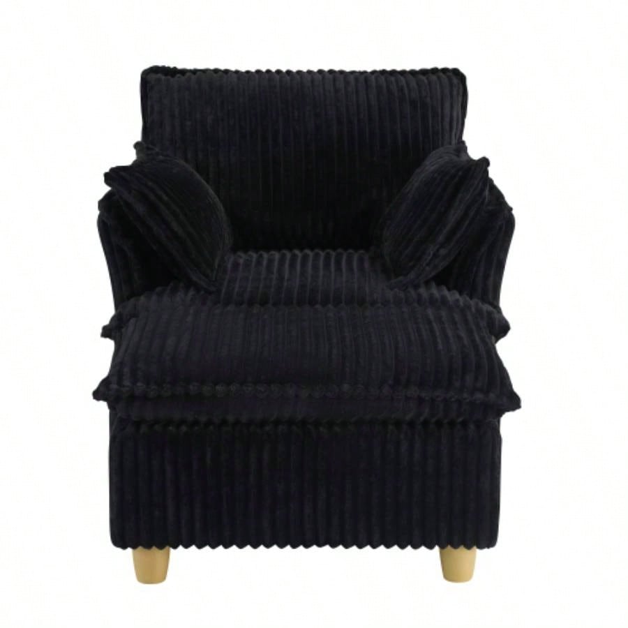 This single - corduroy sofa comes with an ottoman and throw pillows. Its sitting or lying down comfortably in living room, on balcony, or in study.