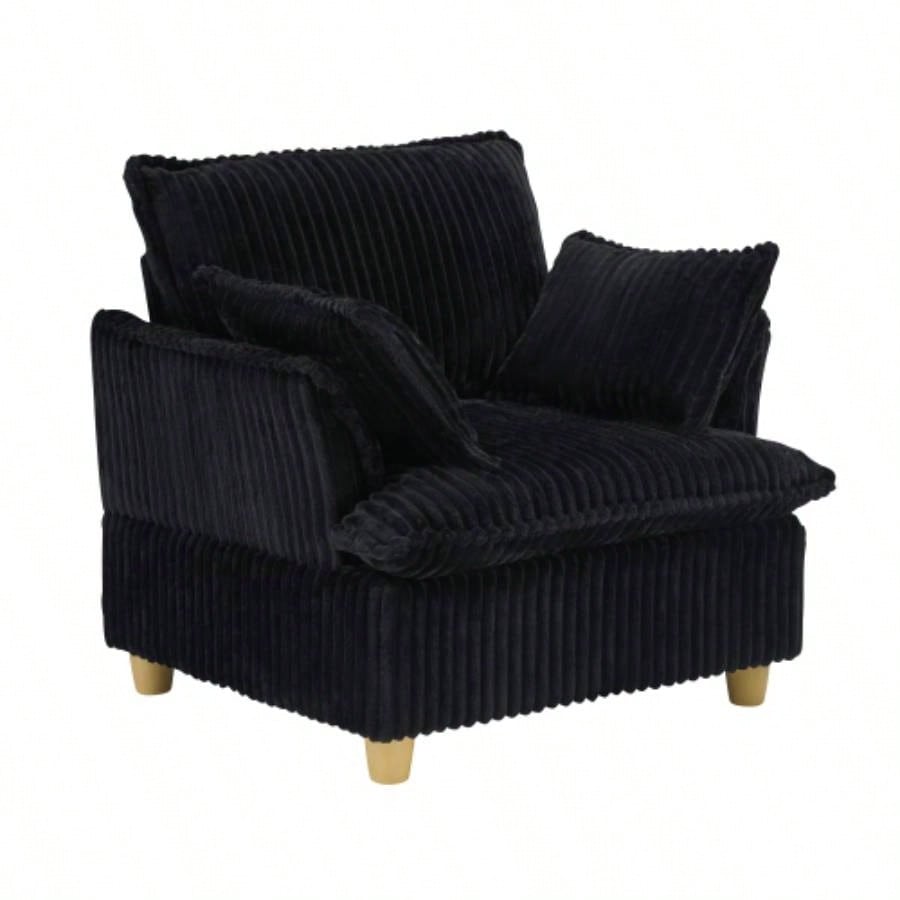 This single - corduroy sofa comes with an ottoman and throw pillows. Its sitting or lying down comfortably in living room, on balcony, or in study.