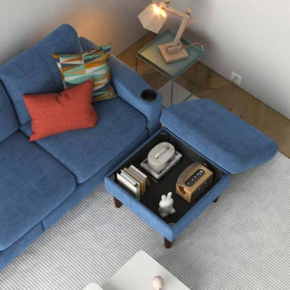 Convertible Combination Sofa Sofa L - Shaped Sofa with Storage Cabinet Footstool, Living Room Navy Blue Sofa, Living Room/Bedroom/Office/Small Space 3 - Seater Combination Sofa