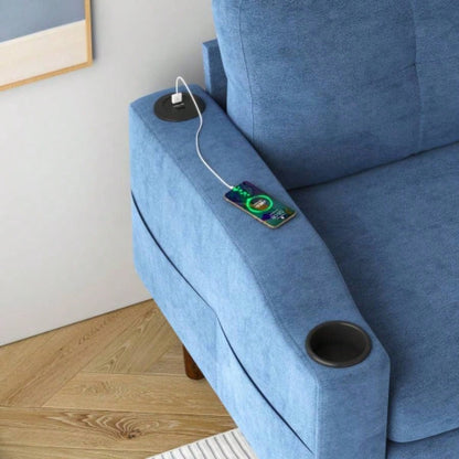 Convertible Combination Sofa Sofa L - Shaped Sofa with Storage Cabinet Footstool, Living Room Navy Blue Sofa, Living Room/Bedroom/Office/Small Space 3 - Seater Combination Sofa