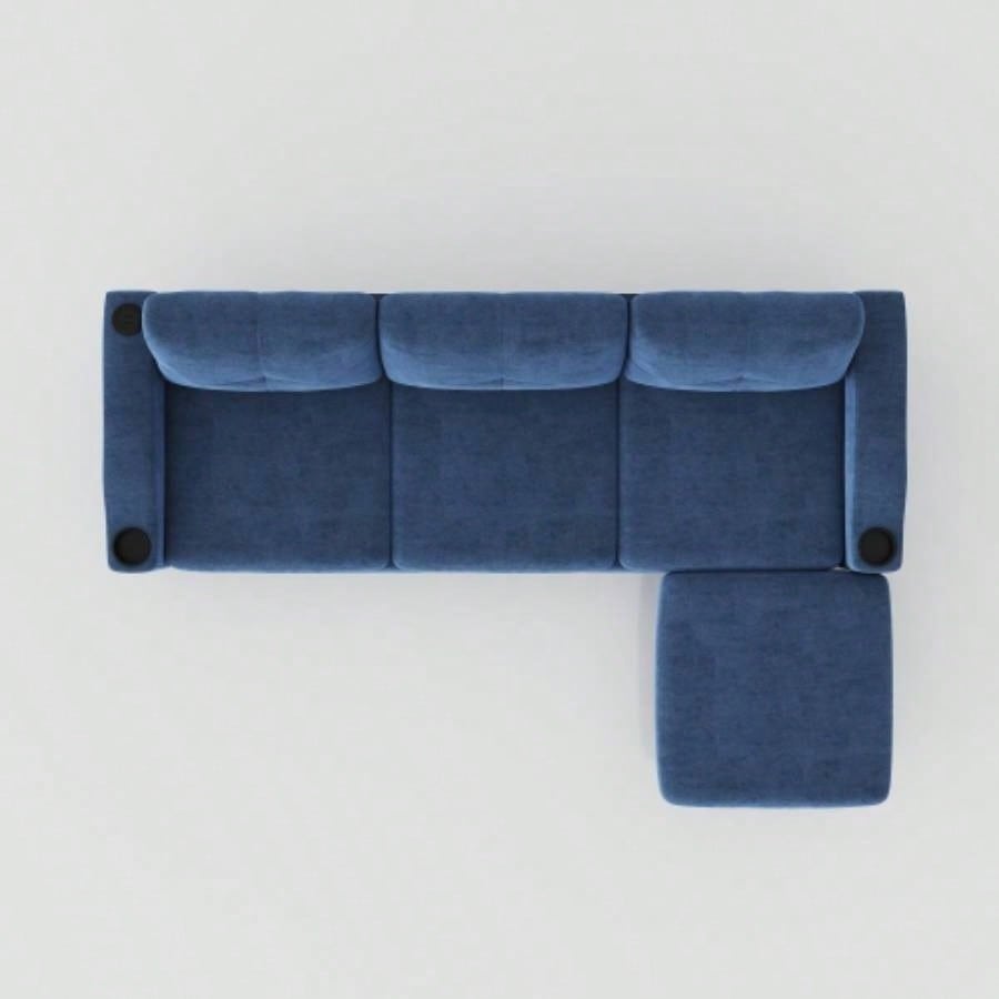 Convertible Combination Sofa Sofa L - Shaped Sofa with Storage Cabinet Footstool, Living Room Navy Blue Sofa, Living Room/Bedroom/Office/Small Space 3 - Seater Combination Sofa