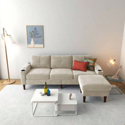 Convertible Combination Sofa Sofa L - Shaped Sofa with Storage Cabinet Footstool, Living Room Navy Blue Sofa, Living Room/Bedroom/Office/Small Space 3 - Seater Combination Sofa