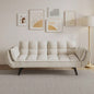 74 inch beige sofa soft two armrests throw pillow pillow comfortable fit apartment bedroom small space