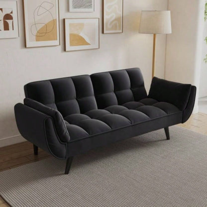 74 inch beige sofa soft two armrests throw pillow pillow comfortable fit apartment bedroom small space