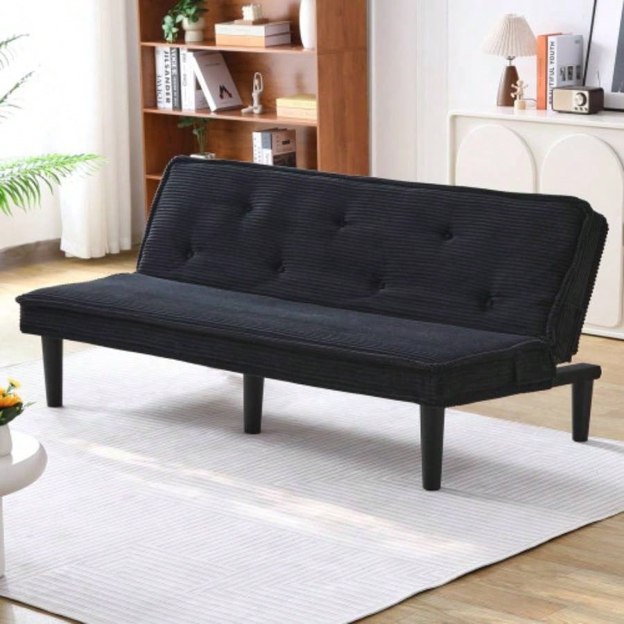 This 66 - inch corduroy sofa bed can flexibly adapt to living room, apartment and bedroom, and it can switch between two comfortable forms.