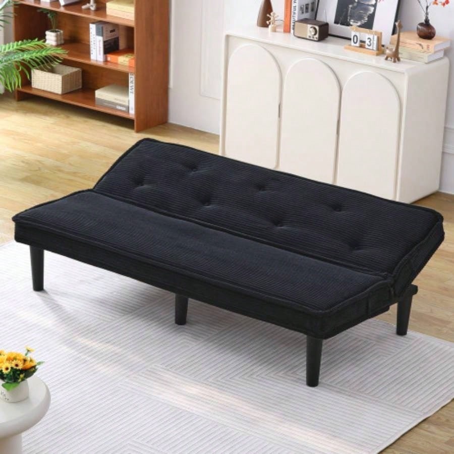 This 66 - inch corduroy sofa bed can flexibly adapt to living room, apartment and bedroom, and it can switch between two comfortable forms.
