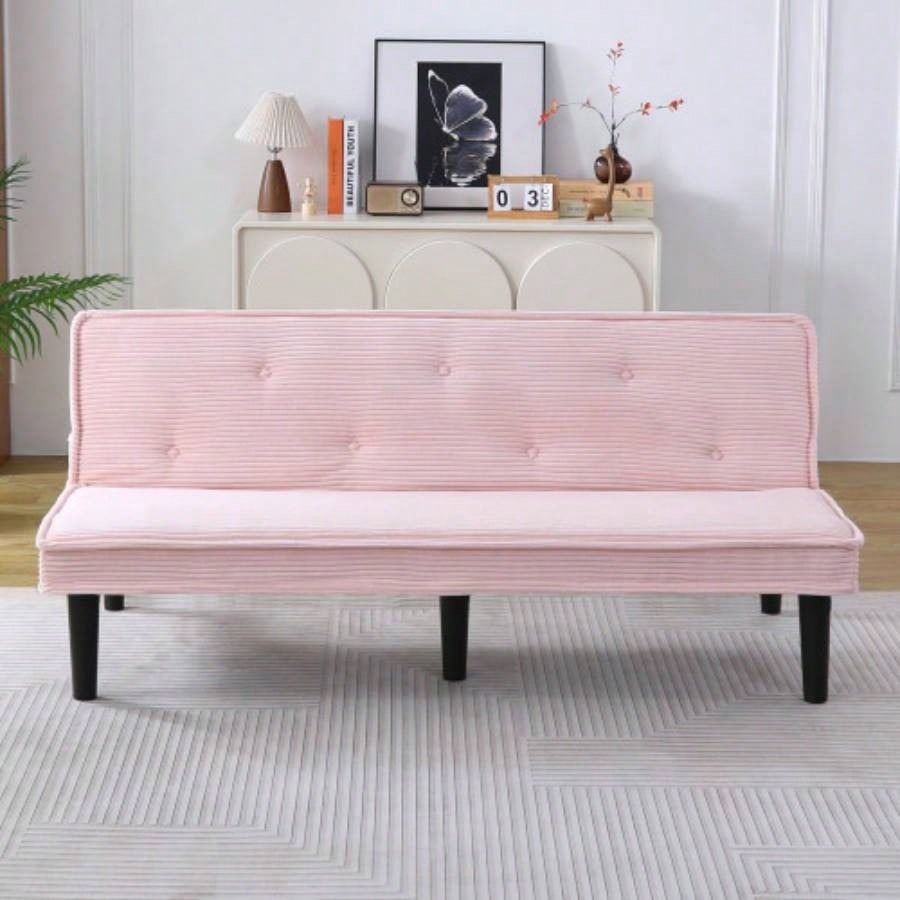 This 66 - inch corduroy sofa bed can flexibly adapt to living room, apartment and bedroom, and it can switch between two comfortable forms.