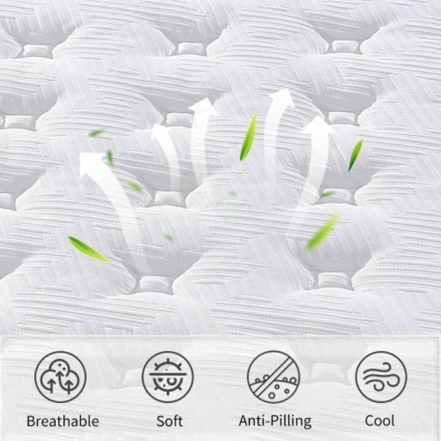 King Size 12 Inch Medium Plush Individual Pocket Spring CertiPUR - US Foam Hybrid Mattress