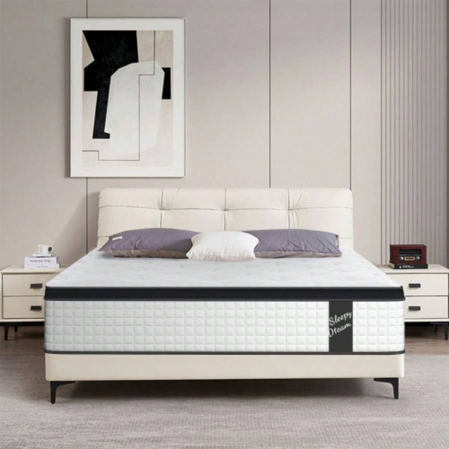 King Size 12 Inch Medium Plush Individual Pocket Spring CertiPUR - US Foam Hybrid Mattress