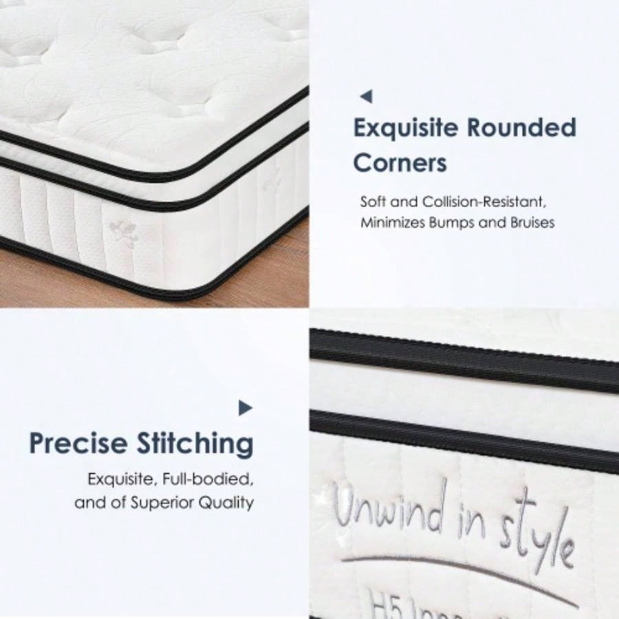 Size Mattress, 12 Inch Hybrid Mattress, Individually Pocketed Innerspring, Medium FirmQueen