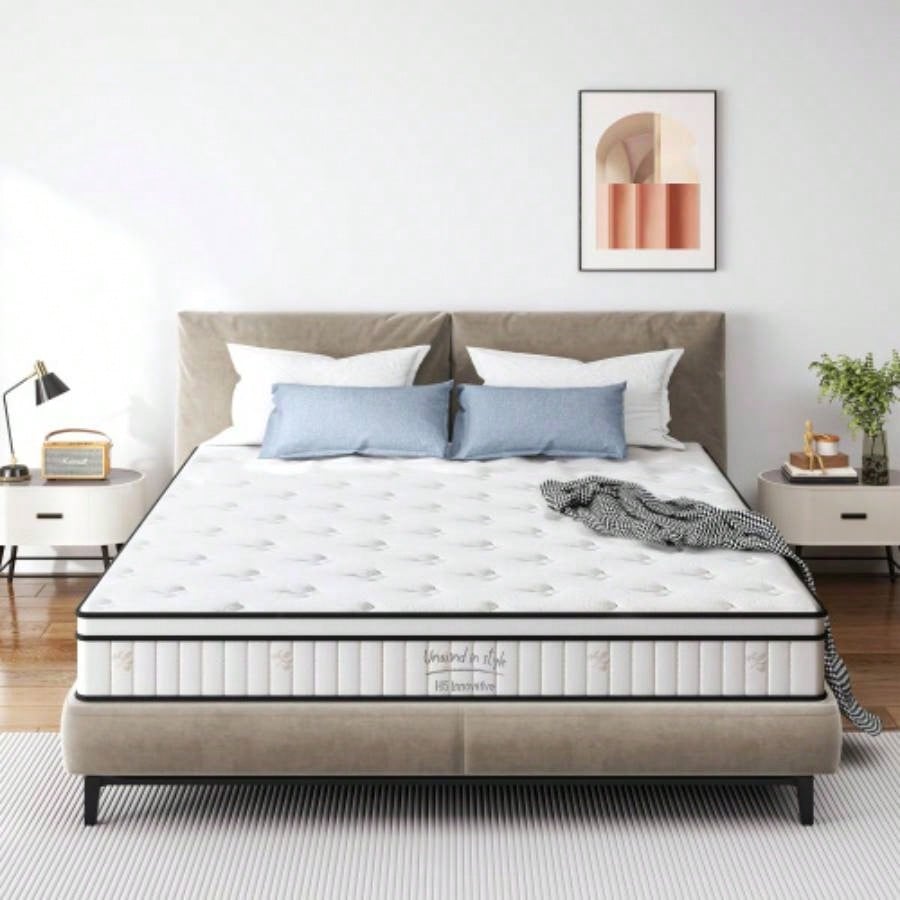 Size Mattress, 12 Inch Hybrid Mattress, Individually Pocketed Innerspring, Medium FirmQueen