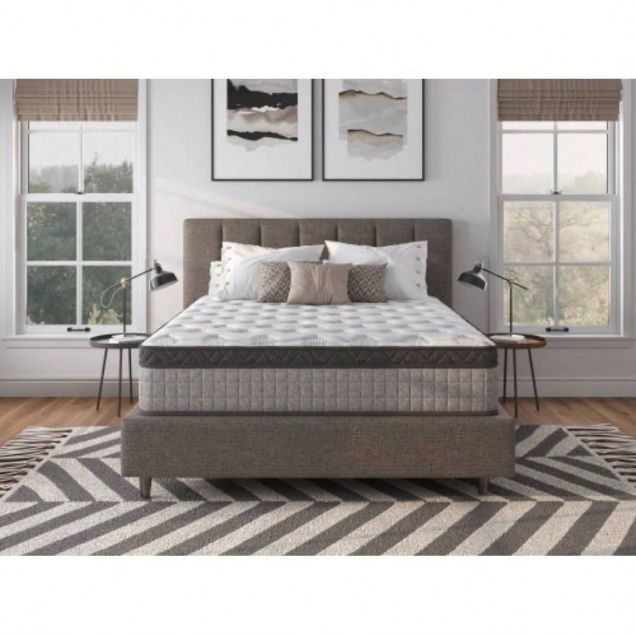 Assembled in USA - 12 Twin Innerspring Hybrid and Cooling Gel Foam Mattress, Pressure Relief, and Motion, CertiPUR - US and Oeko TEX Certified