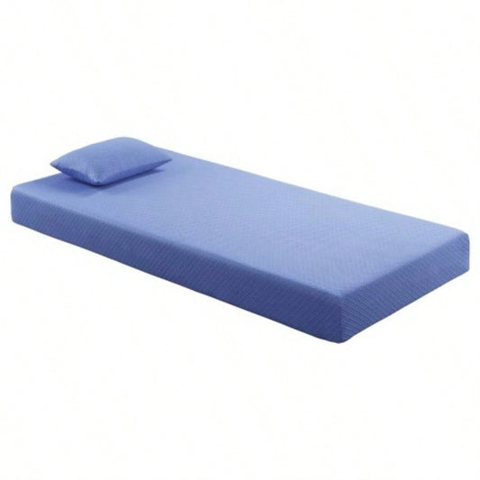7inch Twin Mattress and Pillow Set Breathable Fabric Gel - Infused Foam Mattress, Blue, Mattress in a Box