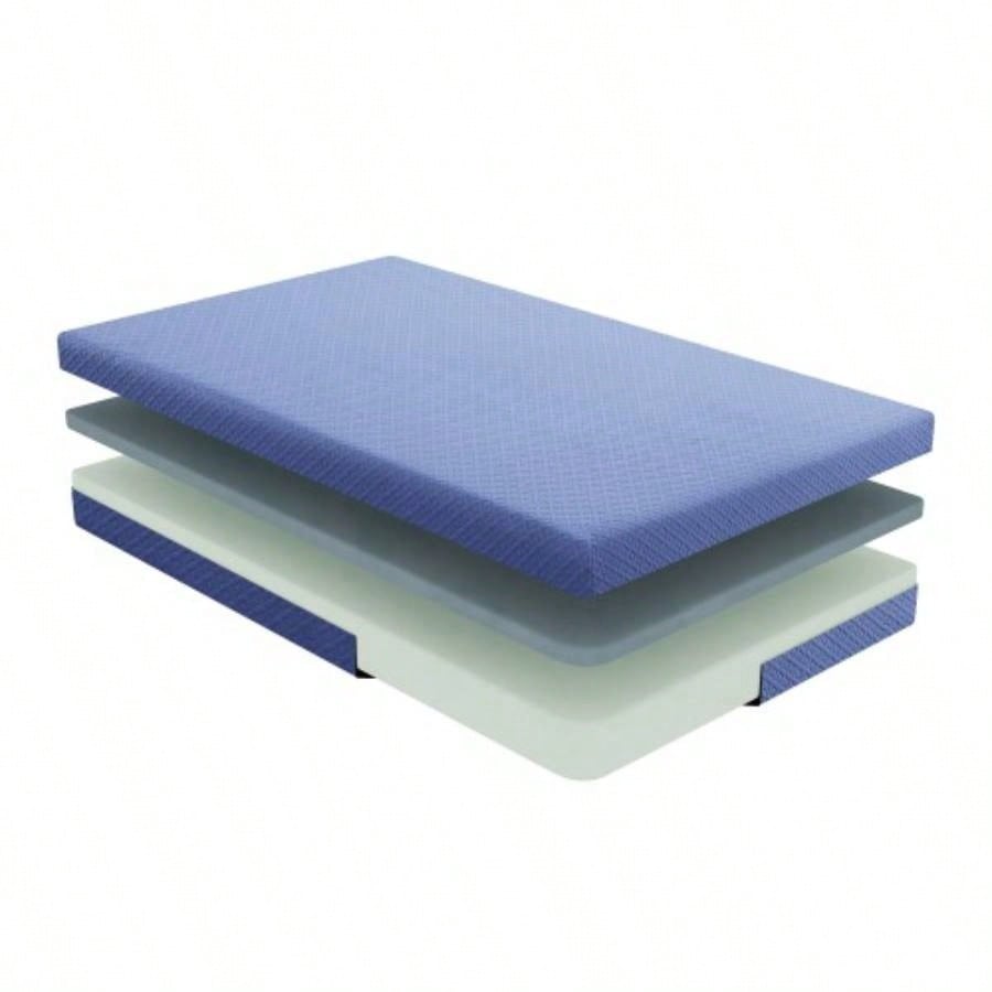 7inch Twin Mattress and Pillow Set Breathable Fabric Gel - Infused Foam Mattress, Blue, Mattress in a Box