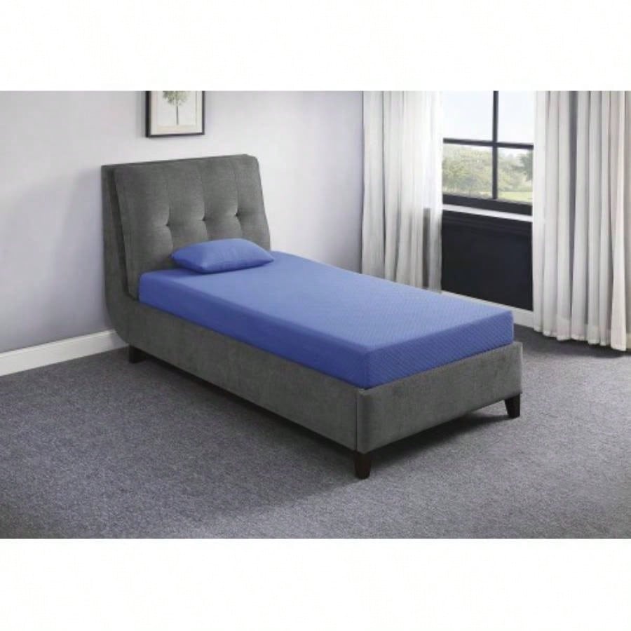 7inch Twin Mattress and Pillow Set Breathable Fabric Gel - Infused Foam Mattress, Blue, Mattress in a Box