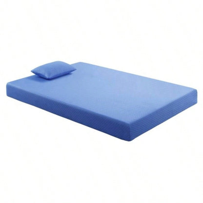 7inch Twin Mattress and Pillow Set Breathable Fabric Gel - Infused Foam Mattress, Blue, Mattress in a Box