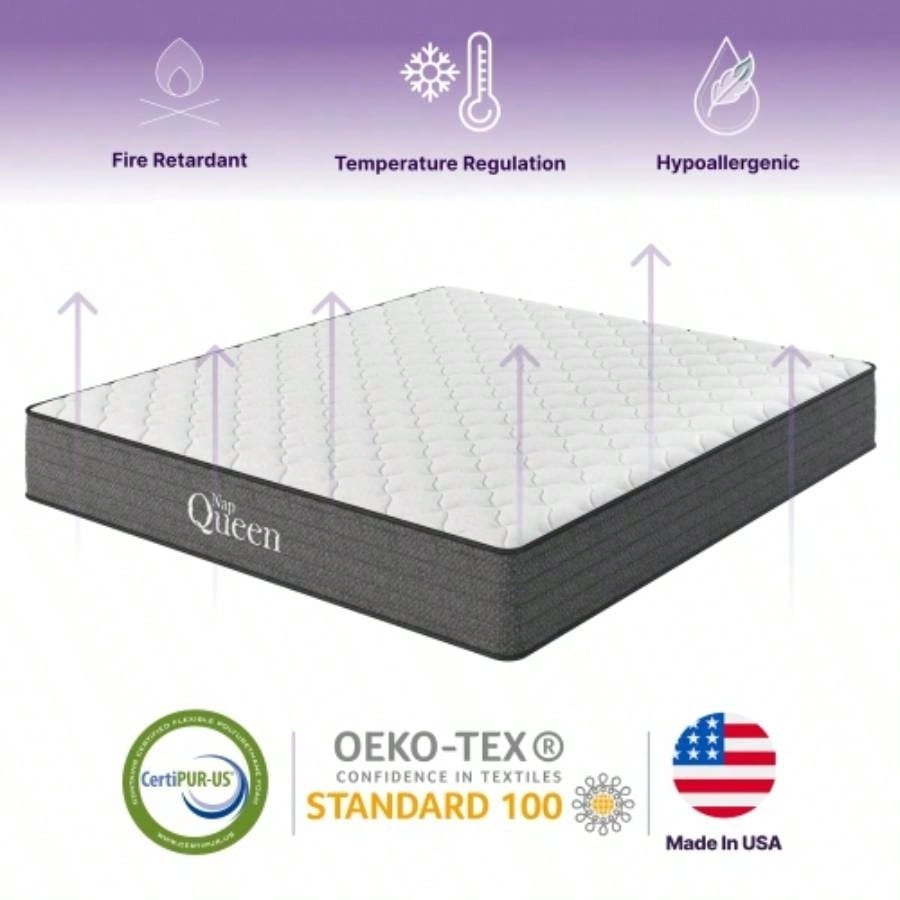 NapQueen Victoria 10 Inch Twin Cooling Gel Hybrid Mattress, CertiPUR - US Certified, Made in USA