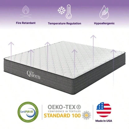 NapQueen Victoria 10 Inch Twin Cooling Gel Hybrid Mattress, CertiPUR - US Certified, Made in USA