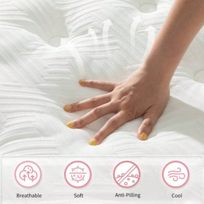 12 Inch Hybrid Mattress Individual Pocket Spring Foam Cool Knitted Cover CertiPUR - US Pink