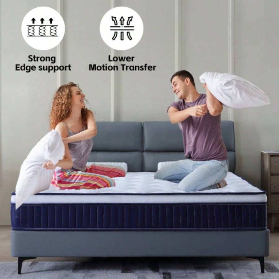 Alwyn Home Innerspring Mattress Medium Hybrid Mattress in a box With Certipur - US Certified Pocket Spring, Pressure Relief, and Motion
