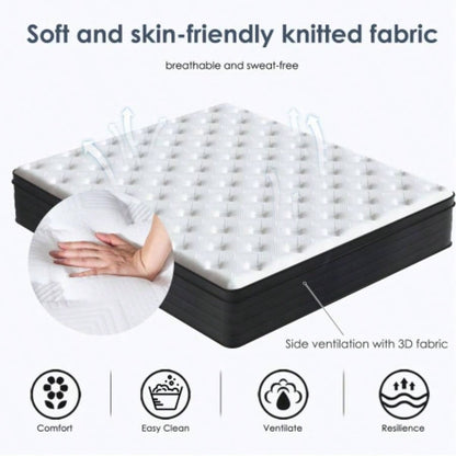 Twin Size Mattress, 8 Inch Hybrid Mattress, Individually Pocketed Innerspring, Medium Firm