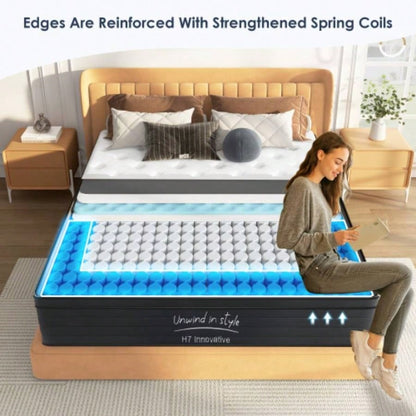 Twin Size Mattress, 8 Inch Hybrid Mattress, Individually Pocketed Innerspring, Medium Firm