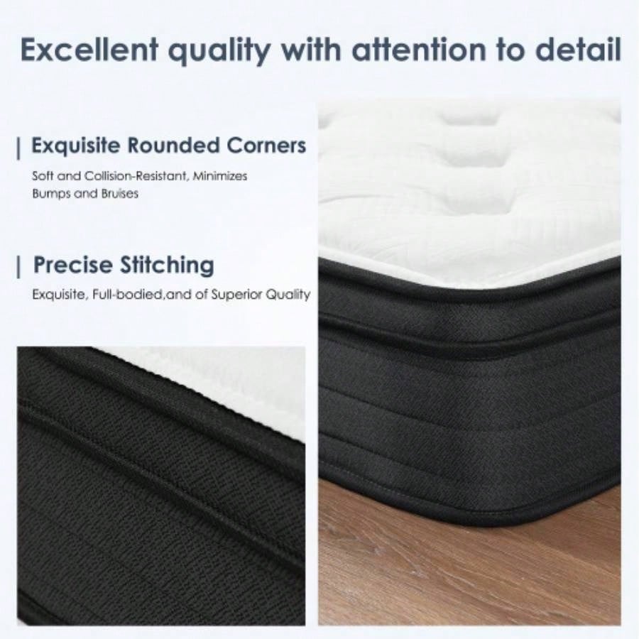 Size Mattress, 10 Inch Hybrid Mattress, Individually Pocketed Innerspring, Medium Firm
