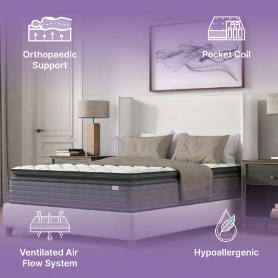 NapQueen Isabella 14 Inch Twin Hybrid Pillow Top Mattress, CertiPUR - US Certified, Made in USA