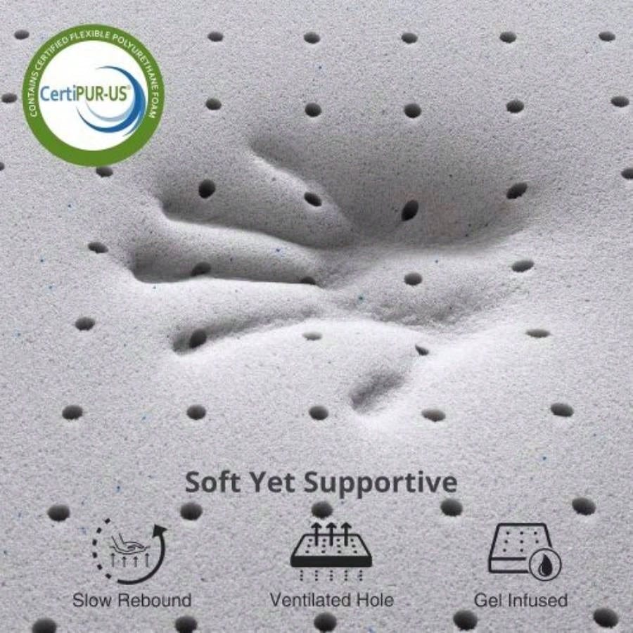 3 Inch Mattress Topper Full, Gel Foam Mattress Topper Double Bed Topper Soft Cooling Sleep, Pressure Relieve, CertiPUR - US Certified