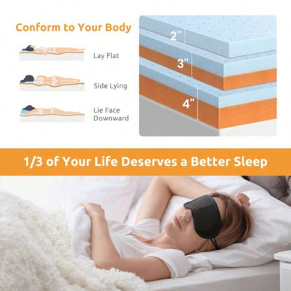 4 Inch Cool Gel Copper Foam Mattress Topper, King Size Bed Topper - CertiPUR - US Certified