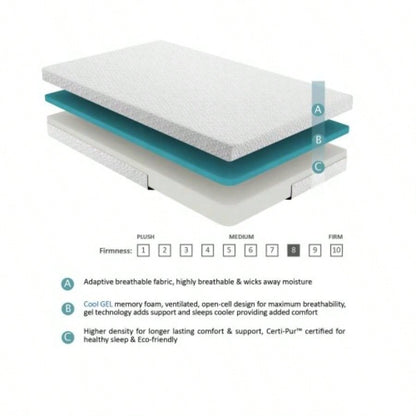 6 - inch Twin Size Bed Mattress Gel - Infused Foam Mattress, Firm, White, Mattress in a Box